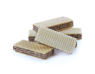 Wafers with chocolate isolated on white background