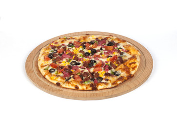 Mixed pizza on a white background