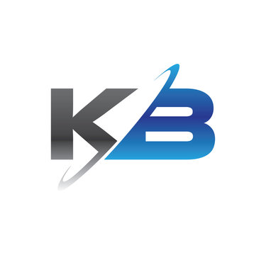 kb initial logo with double swoosh blue and grey