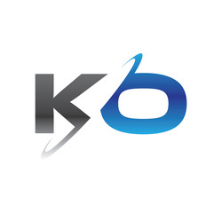 ko initial logo with double swoosh blue and grey