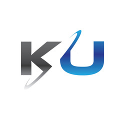 ku initial logo with double swoosh blue and grey