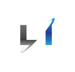 li initial logo with double swoosh blue and grey