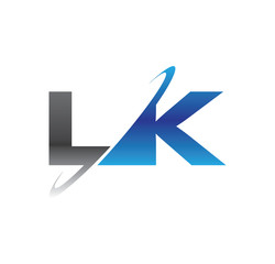 lk initial logo with double swoosh blue and grey