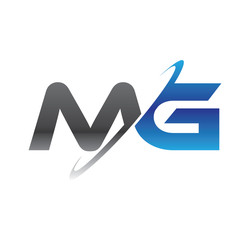mg initial logo with double swoosh blue and grey - obrazy, fototapety, plakaty