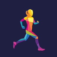 Running woman silhouette logo template