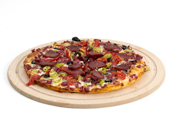 Mixed pizza on a white background