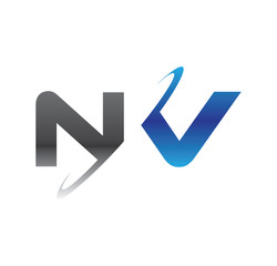 nv initial logo with double swoosh blue and grey