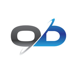 od initial logo with double swoosh blue and grey - obrazy, fototapety, plakaty