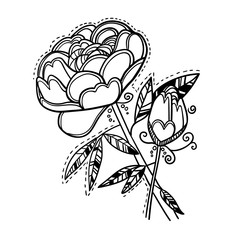 Hand drawn illustration. Decorative flower. Line art