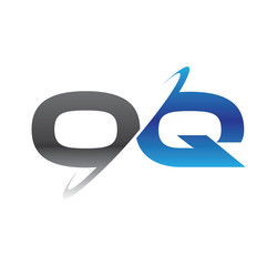 oq initial logo with double swoosh blue and grey