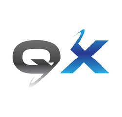 qx initial logo with double swoosh blue and grey