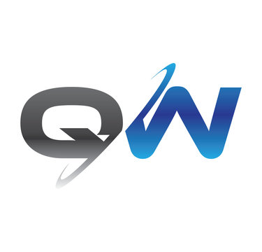 qw initial logo with double swoosh blue and grey