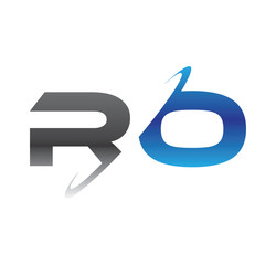 ro initial logo with double swoosh blue and grey