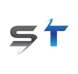 st initial logo with double swoosh blue and grey