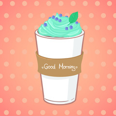 Hand drawn vector illustration - coffee drink with mint.