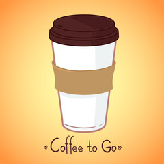 Hand drawn vector illustration - Take coffee to go.