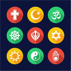 Religion Icons Flat Design Circle