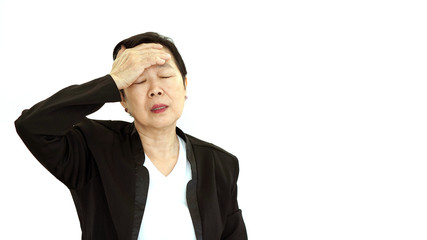 Asian senior manager business woman upset and unhappy abstract l