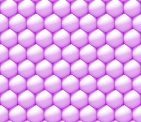 abstract 3d background made of nested spheres in white and purple in a hexagon pattern
