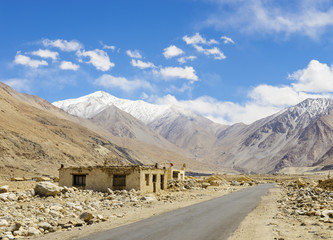 Road on plains in Himalayas