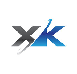 xk initial logo with double swoosh blue and grey
