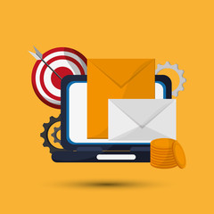 Digital marketing design. laptop icon. multimedia concept