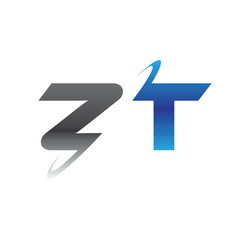 zt initial logo with double swoosh blue and grey