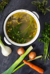 Large pot of vegetable stock