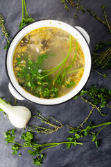 Large pot of vegetable stock