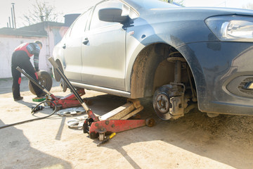 Replacement wheels of the car in the spring, car tire