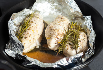 Chicken fillet steamed in foil
