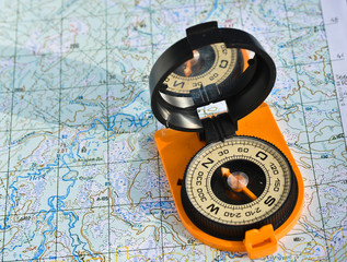 compass on the map.