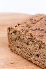 Closeup chrono bread over white background