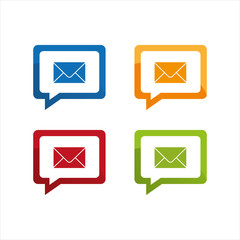 Bubble speech square letter mail icon