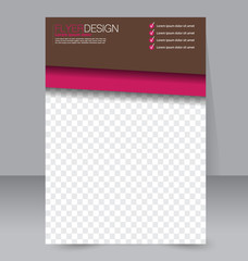 Fototapeta premium Brochure design. Flyer template. Editable A4 poster for business, education, presentation, website, magazine cover. Pink and brown color.
