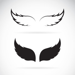 Vector black wing icon on white background