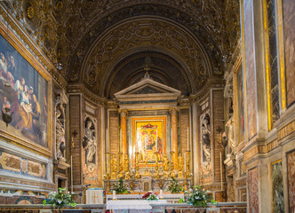 ROME, ITALY Church of the Holy Name of Jesus on Piazza del Gesu 1584. Interior Chiesa del Gesu