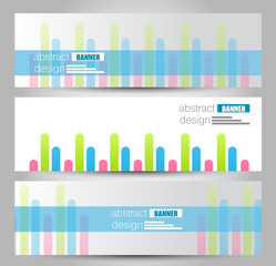 Banner template. Abstract background for design,  business, education, advertisement. Blue, pink and green color. Vector  illustration.