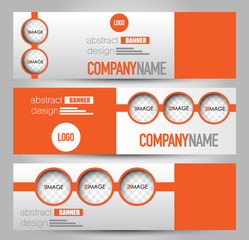 Banner template. Abstract background for design,  business, education, advertisement. Orange color. Vector  illustration.