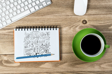 Business workplace with stuff