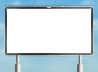 Obraz premium Empty billboard with white copy space on the sky background. Raster illustration.