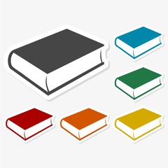 Multicolored paper stickers - Book icon