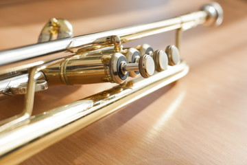 Obraz na płótnie Canvas Fragment of a trumpet closeup