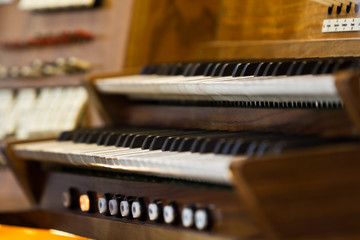 church organ keyboard closeup