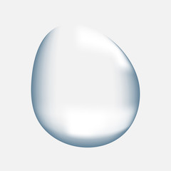 Realistic blue pure transparent water drop illustration.