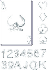 Playing cards numbers vector template
