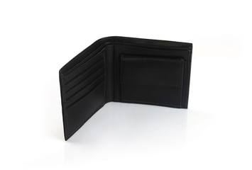 Men's Black Leather  Wallet Isolated on White