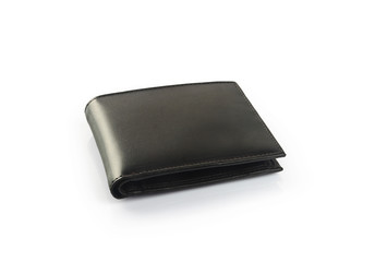 Men's Black Leather  Wallet Isolated on White