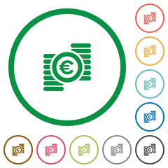 Euro coins outlined flat icons
