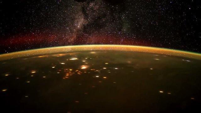 Earth and the Milky Way seen from the ISS. Elements of this video furnished by NASA